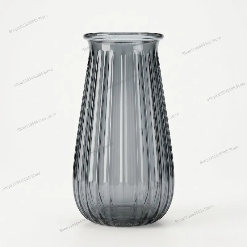 For transparent vertical strip glass vase, simple flower arrangement for home use, and high-end decorative vase