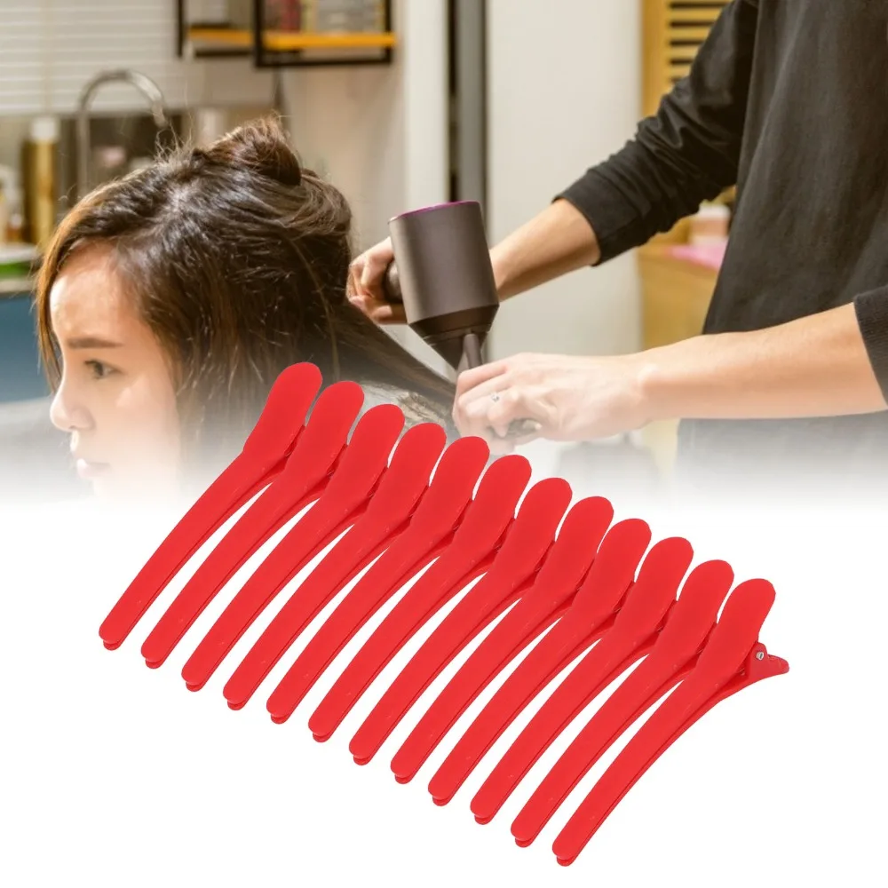 12PCS Red Color Hair Styling Clips Duckbill Shape Non Slip Hairdressing Barrettes Durable Lightweight Duckbill Hair Clips