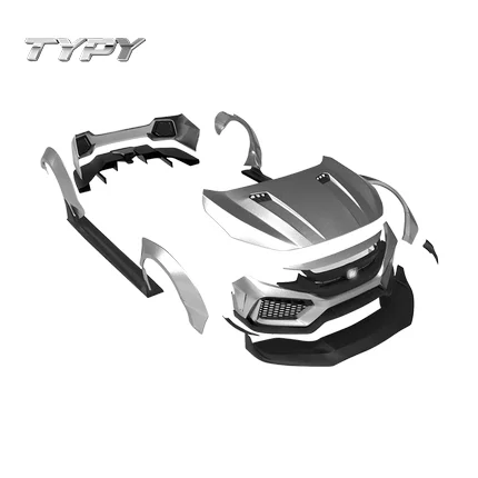 For Honda 10th Civic 2016-2021 Body Kit Robot Shell Wide Body Kit Primer Front and Front Rod Side Skirt Wheel Bod
