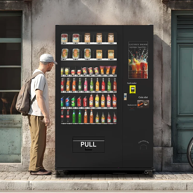 Distributeur Automatique 22-inch Touch Screen Refrigerated Drinks &Snack  Vending Machine Anti-Theft Pickup Port SDK Customized