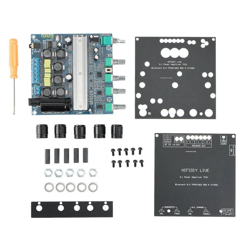 

TPA3116D2 Bluetooth 2.1 Channel Power Audio Stereo Subwoofer Amplifier Board 50WX2+100W Bass Note Tuning AMP TC21