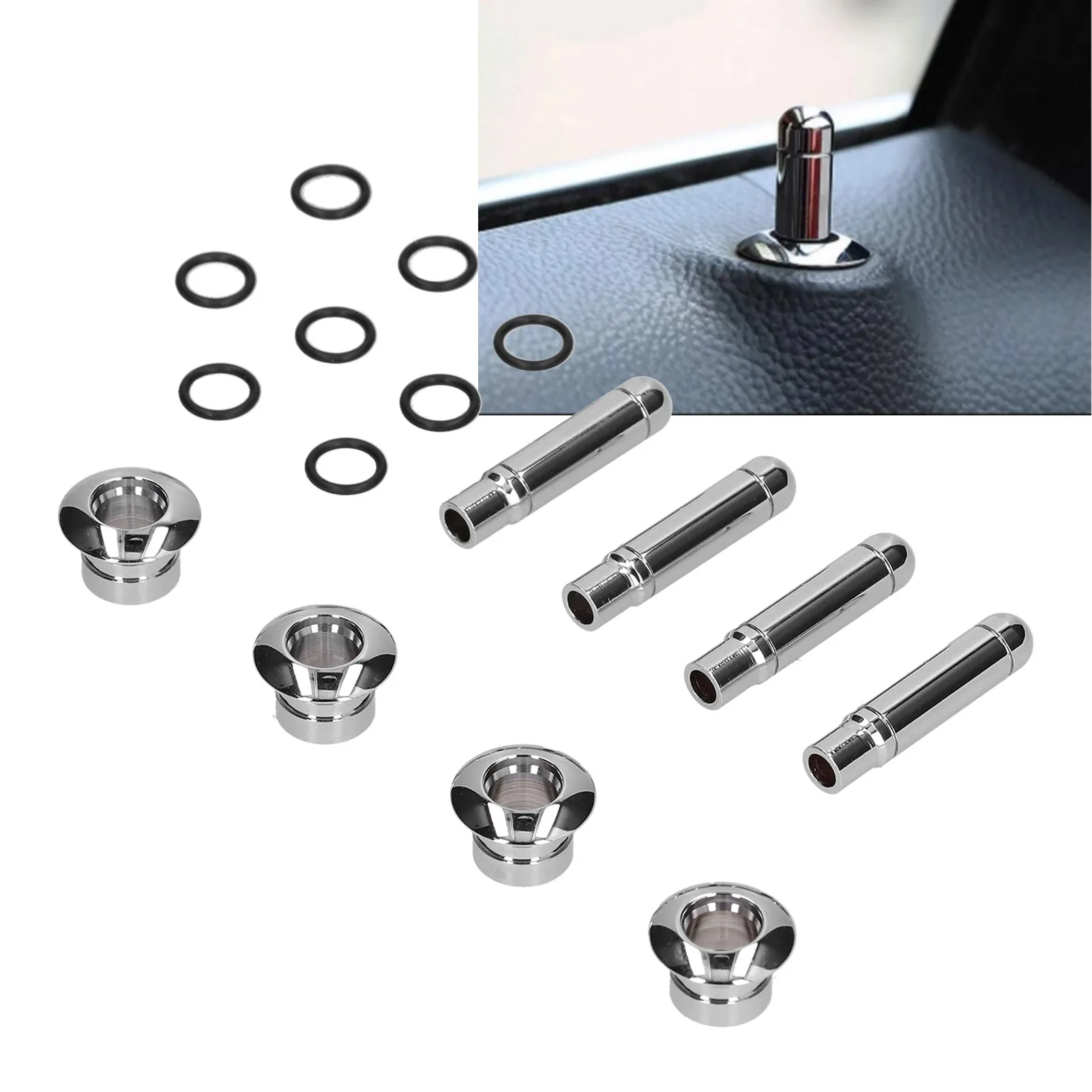 8pcs Car Door Lock Pin Knob with Cover ABS Chrome Replacement for Chevrolet TRAX/Cruze/Malibu