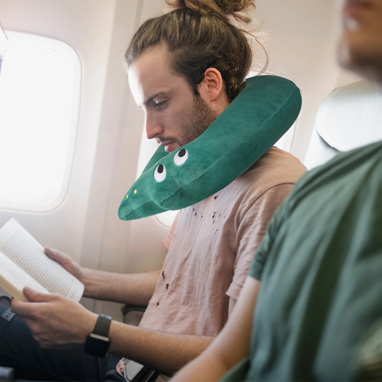 หมอนรองคอสำหรับเดินทางน่ารักสำหรับเครื่องบิน รถยนต์ บ้าน รูปทรงตัวยู ออกแบบตามหลักสรีรศาสตร์ ผ้าเนื้อนุ่ม ระบายอากาศได้ดี รองรับต้นคอ ขนาดกะทัดรัด