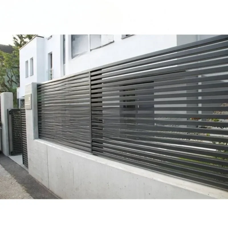 Preto Alumínio Slat Fence, Metal Esgrima, Design Moderno, Boa Qualidade