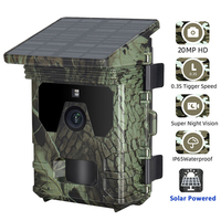 Solar Trail Camera 20MP 1080P Trail Cameras Infrared Night Vison Wild Camera Motion Activated 0.3S Trigger for Wildlife Scouting