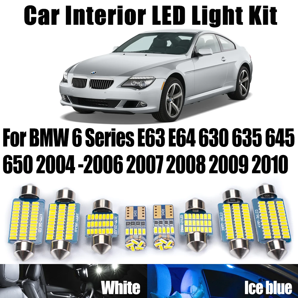 

14Pcs For BMW 6 Series E63 E64 630 635 645 650 2004 -2008 2009 2010 Car Accessories Canbus LED Interior Trunk Map Dome Light Kit