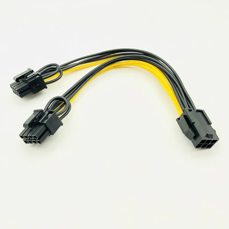 5PCS PCI-E 6-pin to Dual 6+2-pin (6-pin/8-pin) Power Splitter Cable Graphics Card PCIE PCI Express 6Pin to Dual 8Pin Power Cable