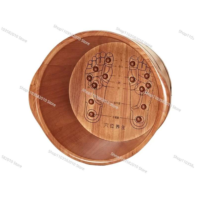 Thickened Wooden Foot Soaking Tub, High Deep Calf Massage Basin for Household