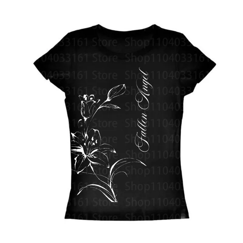 Summer Women T-shirt Y2K Style Streetwear Emo girls Gothic Short Sleeve Cool Girl Tees Tops short sleeves clothes 2000s Print E-