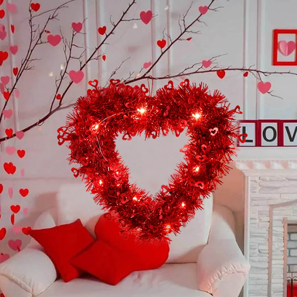 

Heart Shaped Wreath for Valentine's Day Decorative Hanging Ornament Red Romantic Wall Door Window Wedding Party Home Decoration