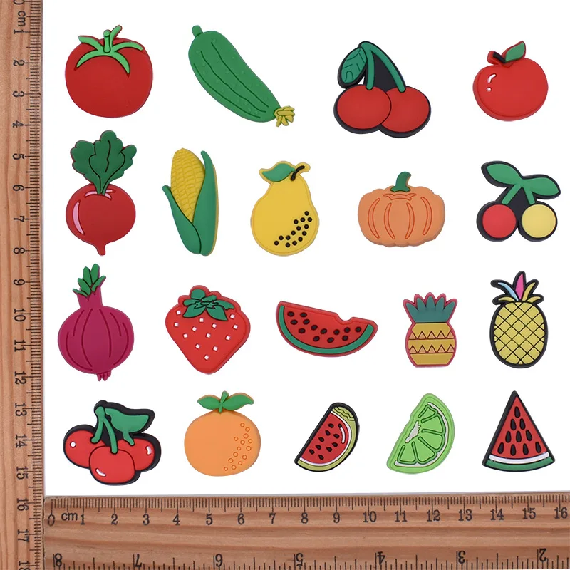 vegetable carrot pepper watermelon onion mushroom PVC shoe Charms Buckle for Wristbands sandal Slippers accessories Decoration