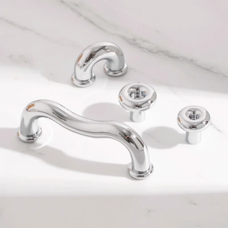 

Silver Cabinet Door Handle Creative Shoe Cabinet Drawer Brass Handle French Minimalist Light Luxury American Wardrobe Handle