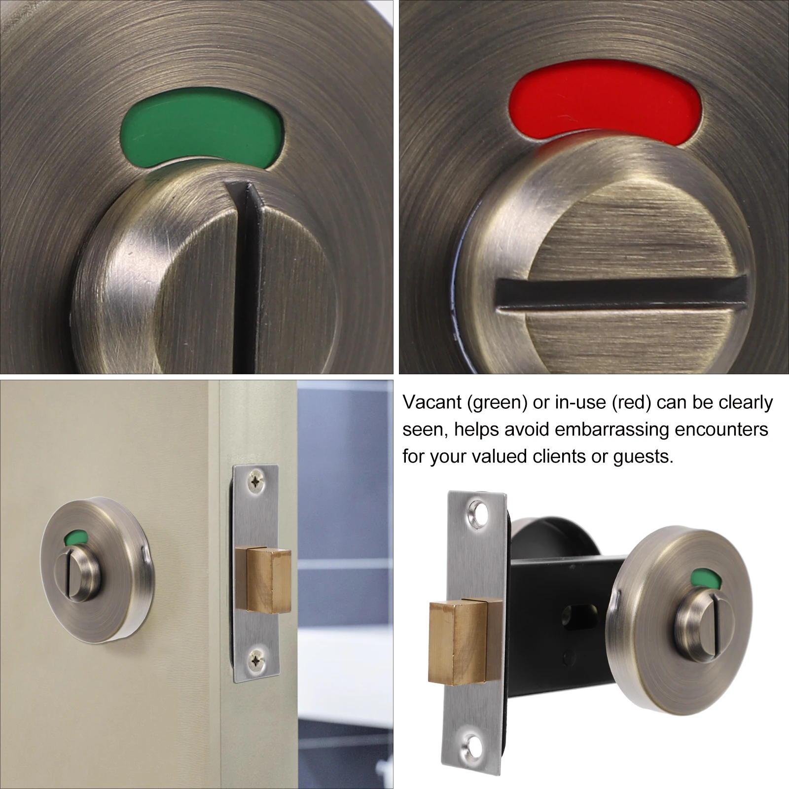 

Bathroom Indicator Lock Stainless Steel Occupied Vacant Green Toilets Airport Station Shopping Mall Office Building