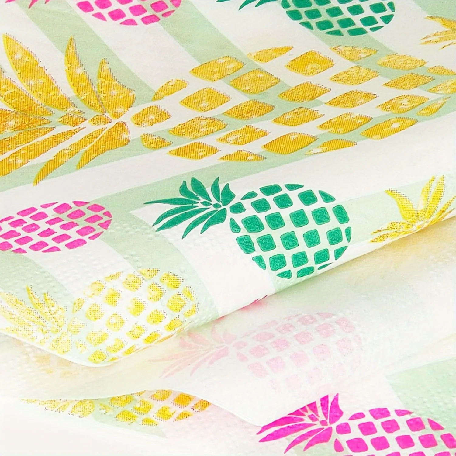 20 Count Disposable Paper Party Napkins 2 Ply Pineapple Print Decorative Beverage Guest Luncheon Dinner Cocktail Napkins - view 5