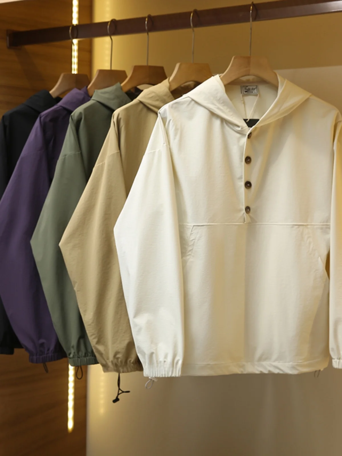 

Outdoor Lightweight Qui Dry Breathable Waterproof Spring Summer Men's f Zipper Stand Collar Sport Casual Hoodie Jaet