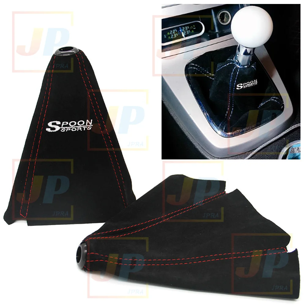 JDM SPOON Universal Suede Car Gear Shift Collars Auto Manual Stick Shifter Knob Gear Shift Boot Cover Gaiter