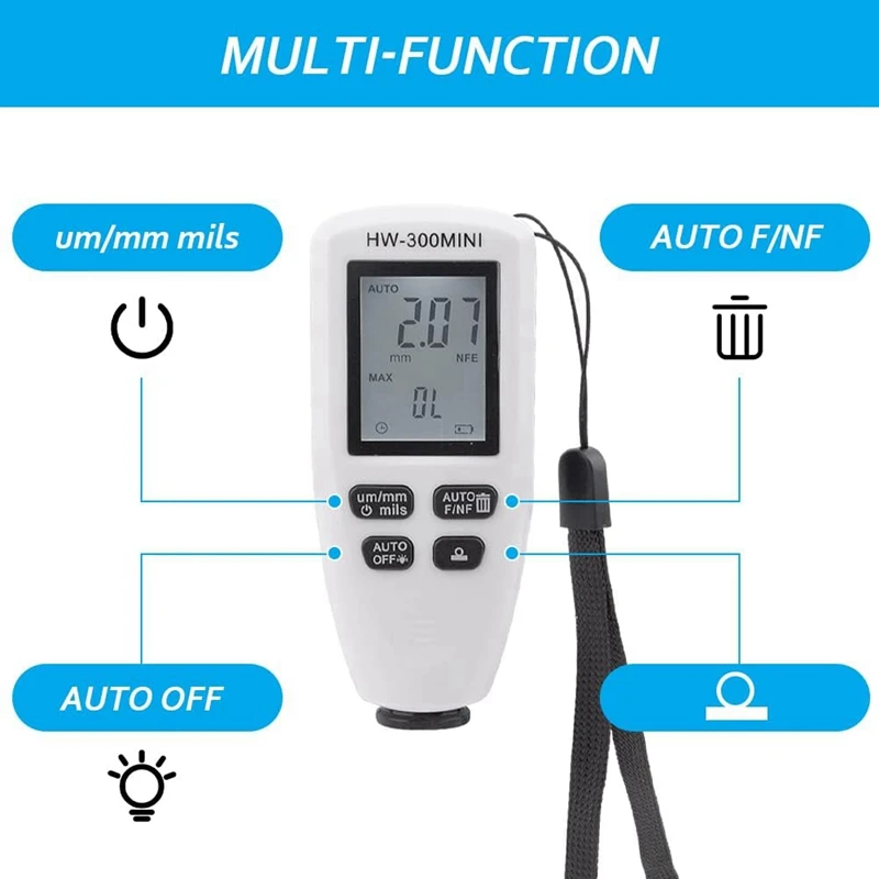 흰색 자동차 코팅 두께 계량기 게이지 테스터, 자동차 코팅용, 1 개