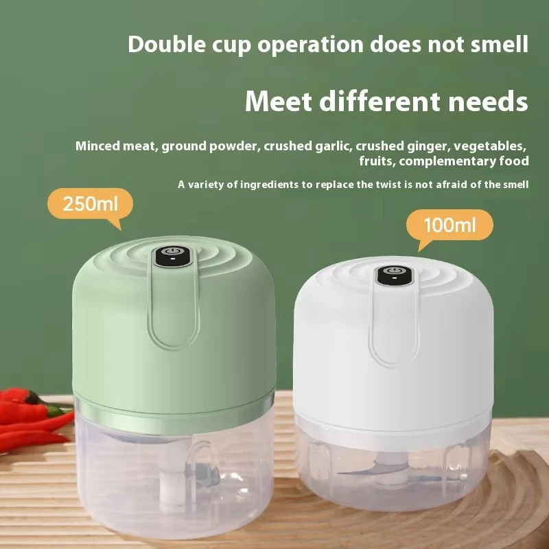 Electric Garlic Masher 250ML Food Blender Household Garlic Crusher Cutting Machine Pulling Device for Kitchen