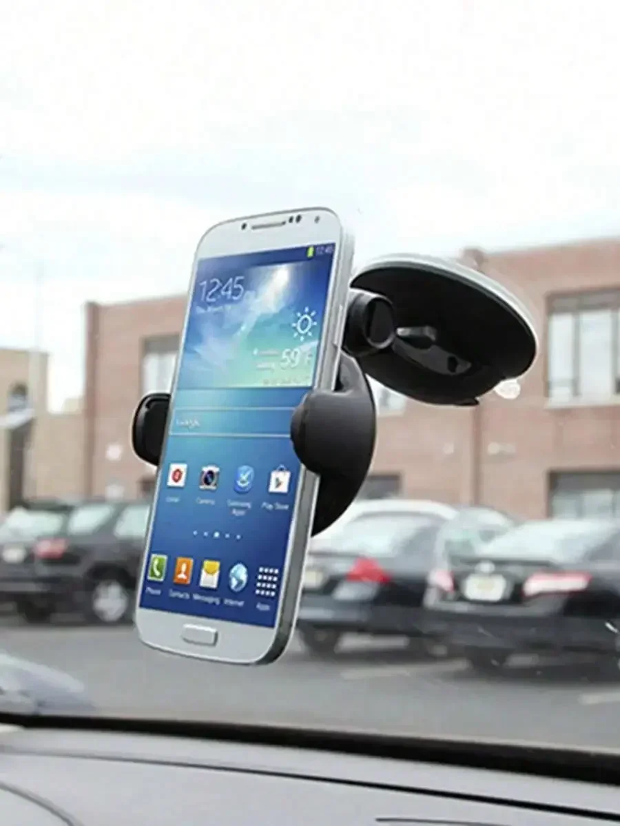 

Universal Car Phone Holder With Suction Cup Gel Pad 360° Rotation One-Click Lock Sturdy Stable For All Smartphones GPS Dash Cam