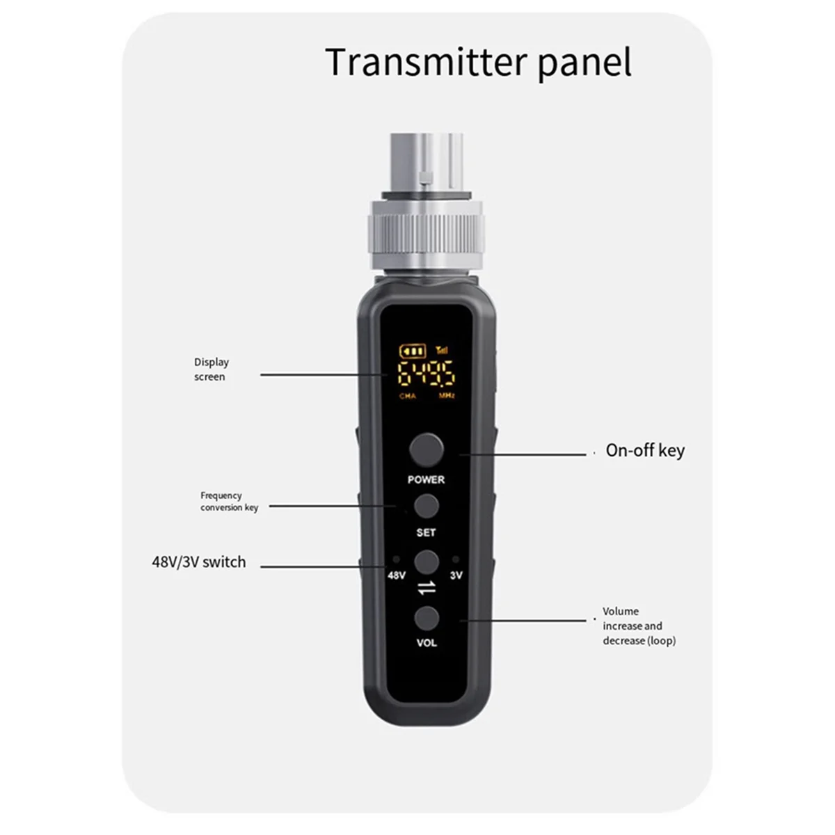 

UHF Wireless Microphone Converter XLR Transmitter and Receiver for Dynamic Microphone Guitar Receiver Adapter 640-690MHz