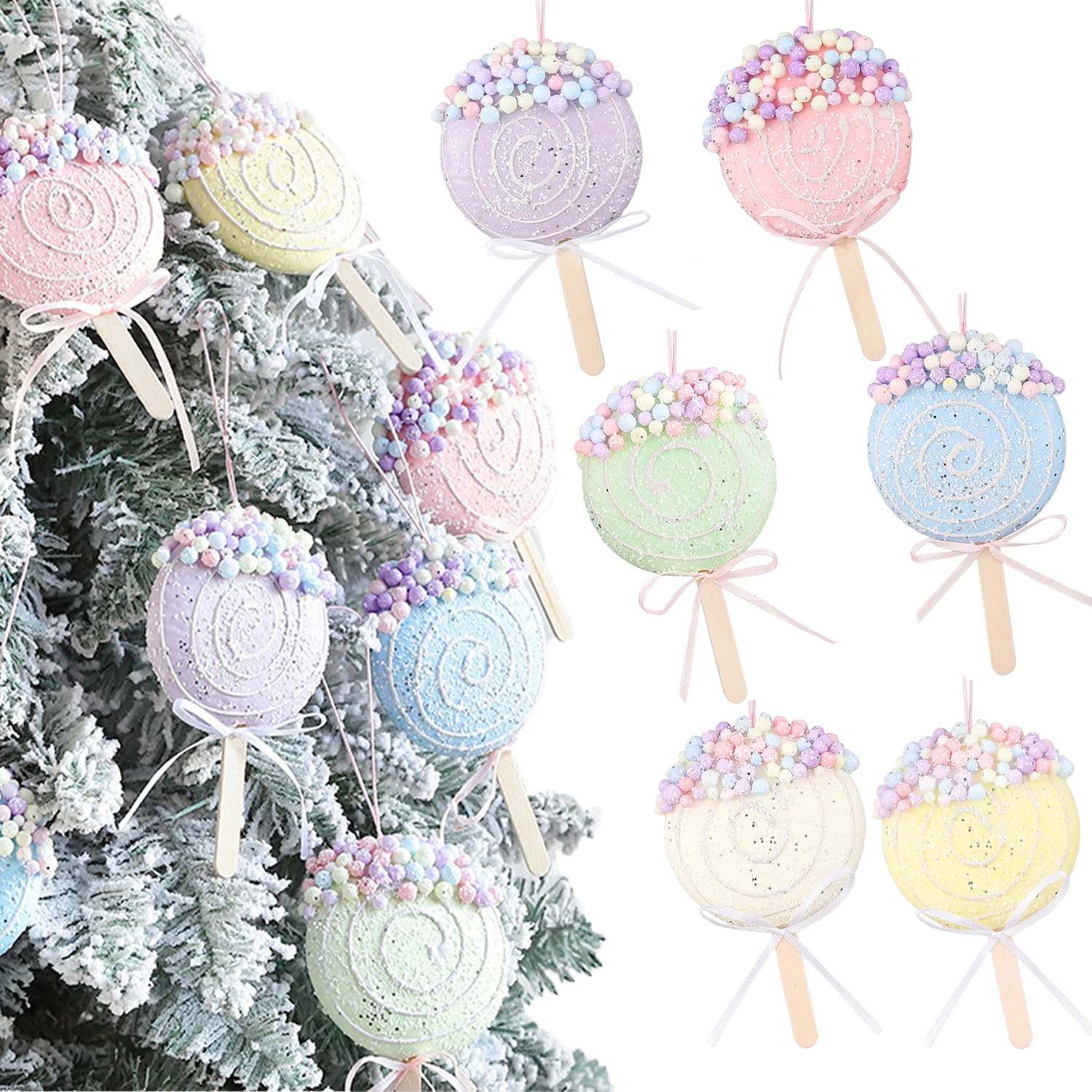 Macaron Foam Ice Cream Shape Ornaments Decorations Christmas Tree Pendant Xmas Tree Hanging Decorations Christmas Party Supplies