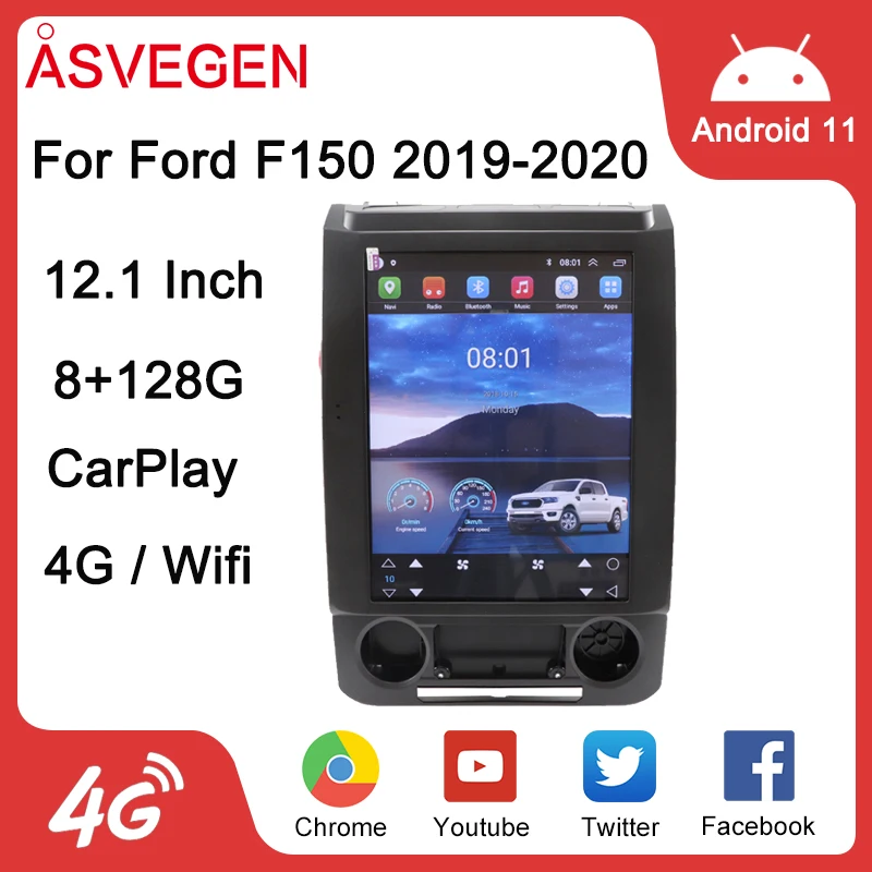 

12.1“ Android 11 Tesla Car Radio Player For Ford F150 2019-2020 Multimedia GPS Navigation Autoradio WIFI Carplay Stereo Screen