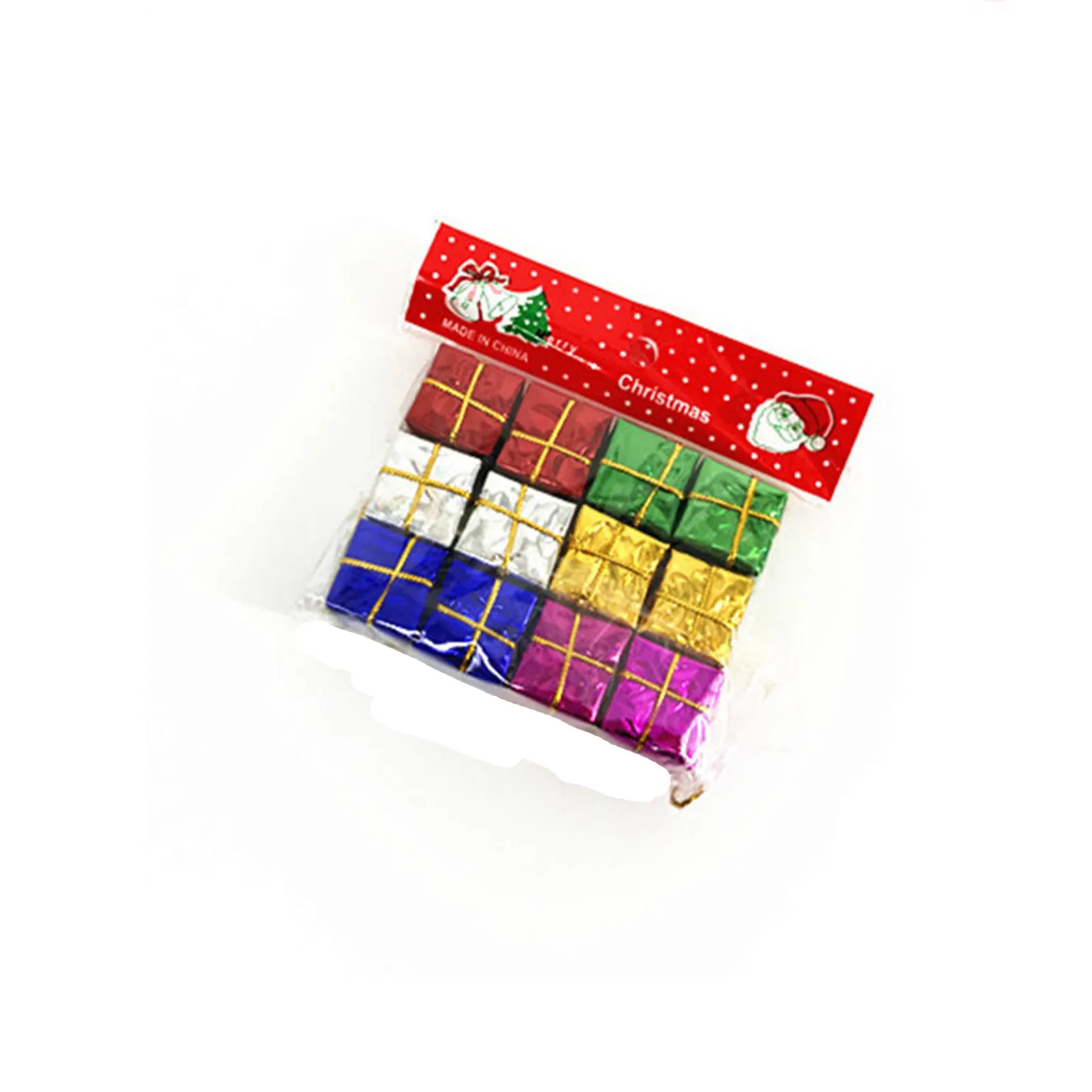 

12pcs Assorted Color Foil Boxes Handmade Gift Boxes Tree Ornaments Candy Box Christmas Tree Ornaments Pendant Decoration