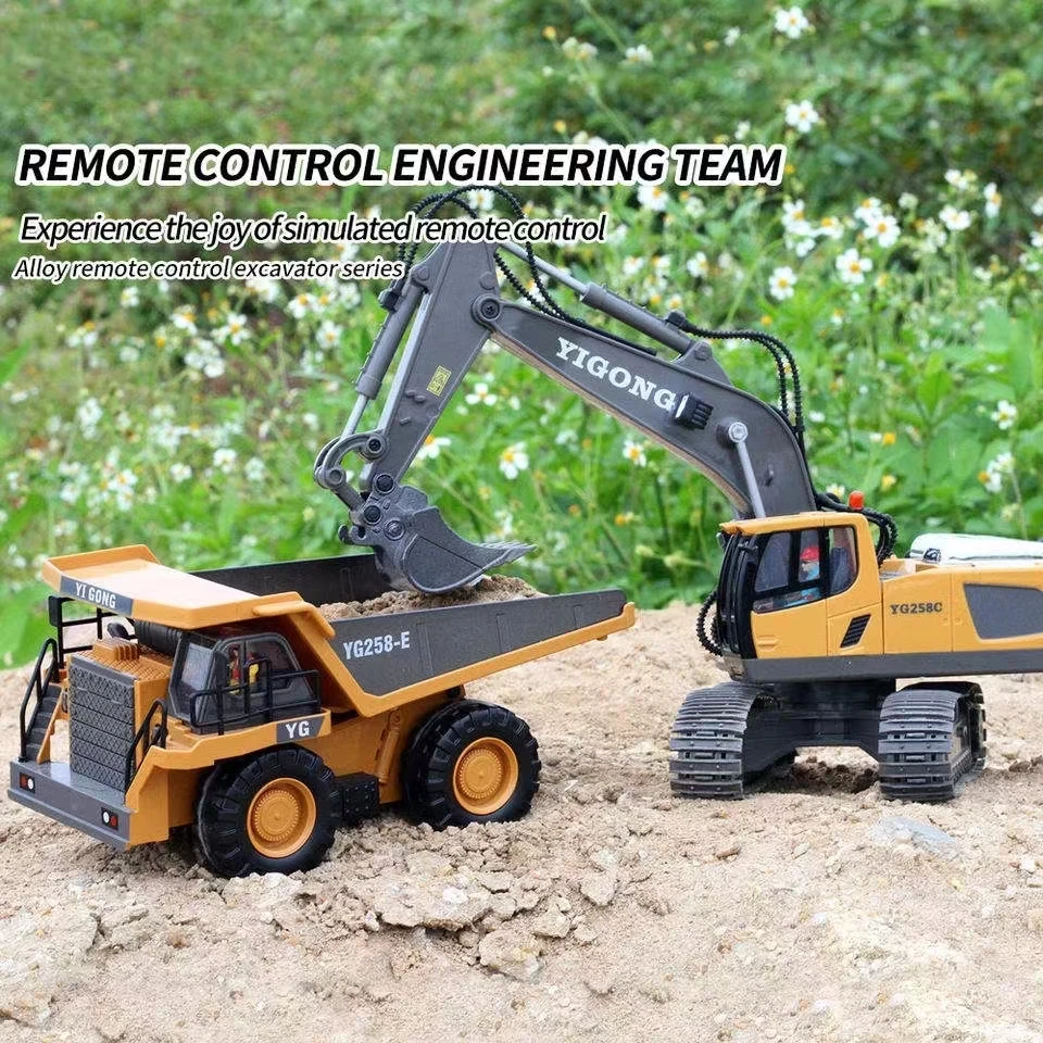 Rc Car Rechargeable Radio Remote Control Excavator Dump Electric Truck Bulldozer Crawler Engineering Vehicle Toy for Boys Gifts