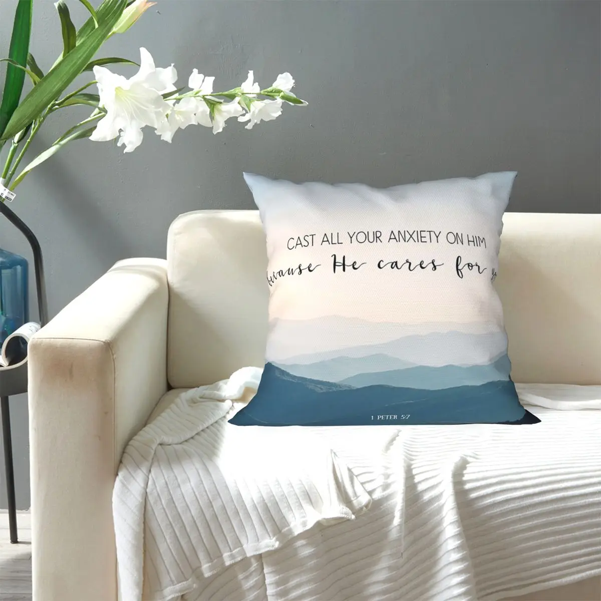 Christian Bible Verse Quote - Anxi Square Pillowcase Pillow Cover Cushion Zip Decorative Comfort Throw Pillow for Home Bedroom