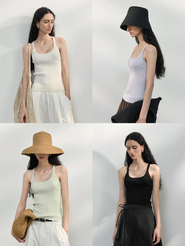 

Тонкий трикотажный топ-бюстье TINNTINN с U-образным вырезом, универсальный, без защемления, с бусинами, для повседневной носки, из тонкой ткани, цветной