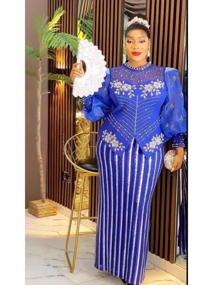 فساتين أفريقية للنساء 2025 حجم كبير ترتر مساء حفل زفاف فستان طويل Dashiki أنقرة ملابس رداء أفريقيا الملابس