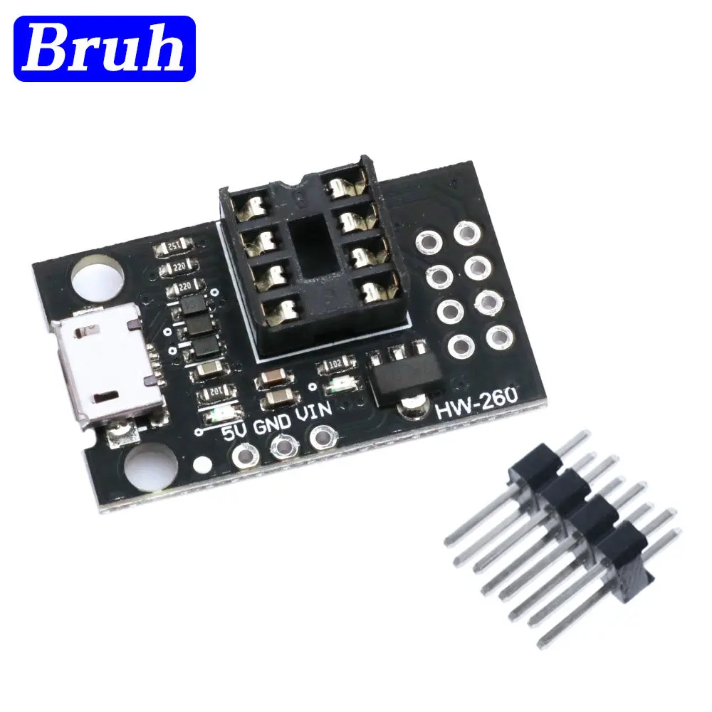 Pluggable Development Board For ATtiny13A/ATtiny25/ATtiny45/ATtiny85 Programming Editor Micro Usb Power Connector