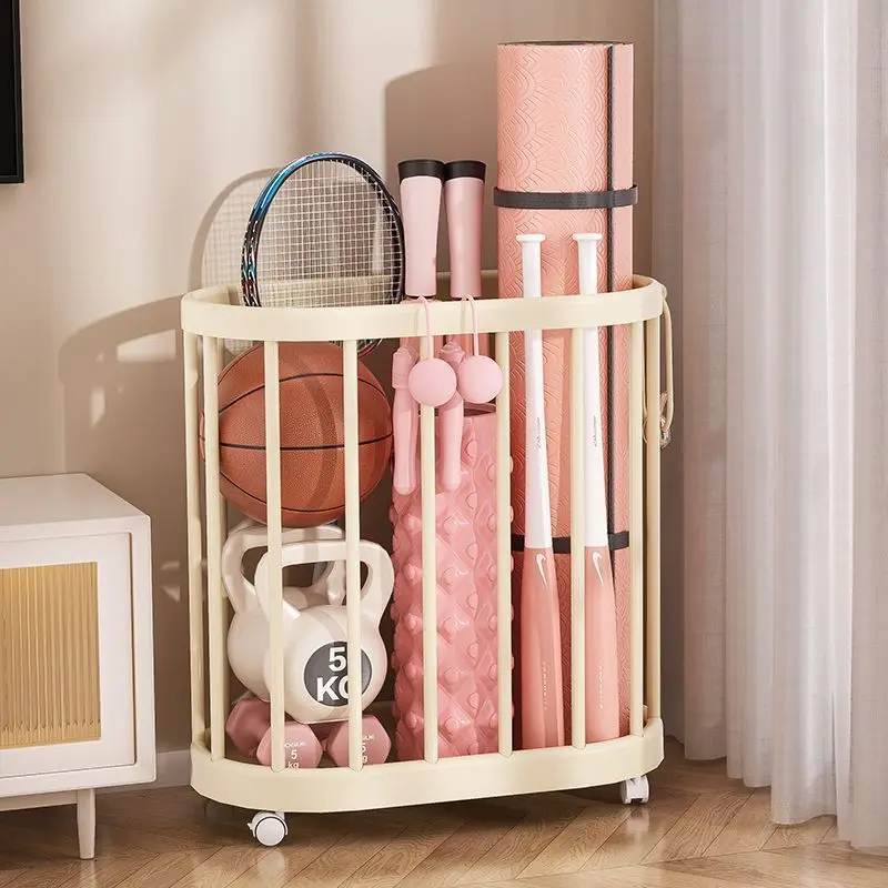 

Yoga mat, storage basket, on wheels, removable, household, fitness equipment, storage