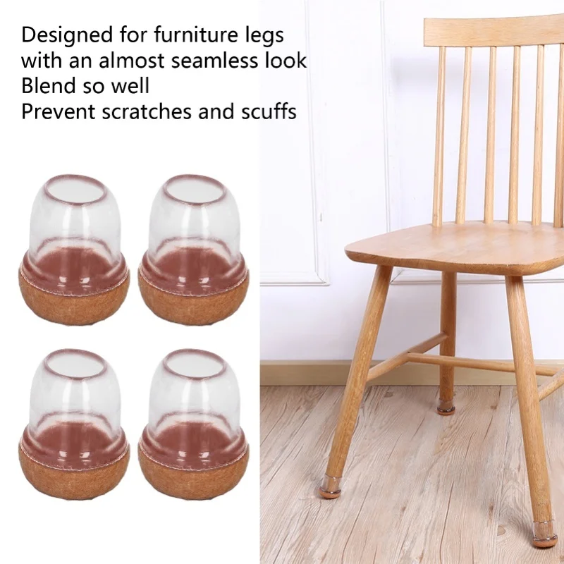 8Pcs Chair Feet Covers Stool Foot Pads Table Leg Protector Mute Thickened Transparent Round S