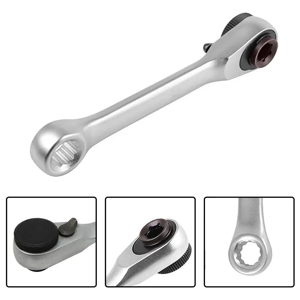 1/4 Inch Double Headed Quick Socket Ratchet Wrench Screwdriver Bit Tool Hex Torque Wrenches Ratchet Handle Wrench Repair Tool