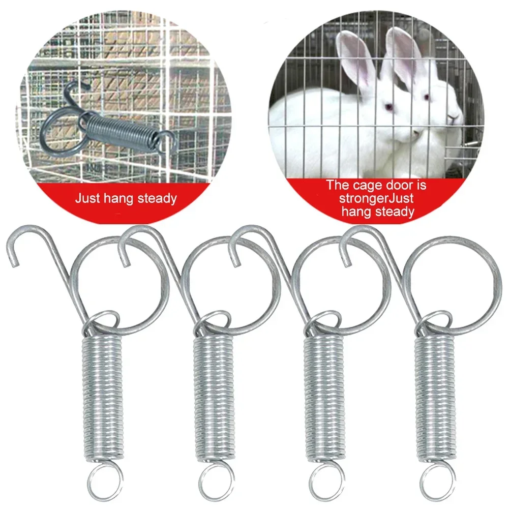 4pcs 7.5cm Rabbit Cage Door Spring Hooks, Easy To Use Cage Door Locks Pet Chicken Pigeon Cage Door Spring Hook Trough Hooks