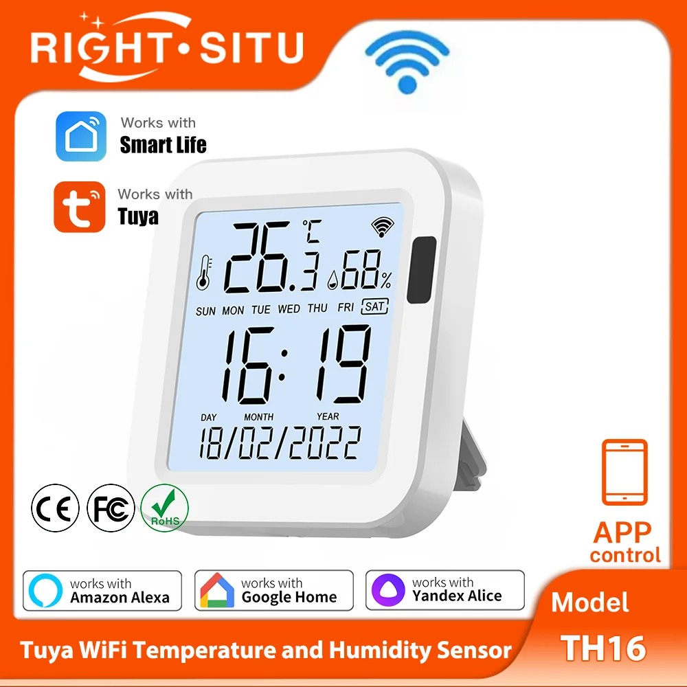 

Tuya WiFi Smart Thermometer hygrometer Temperature Humidity Sensor APP Remote Control Work with SmartLife Yandex Alice Alexa