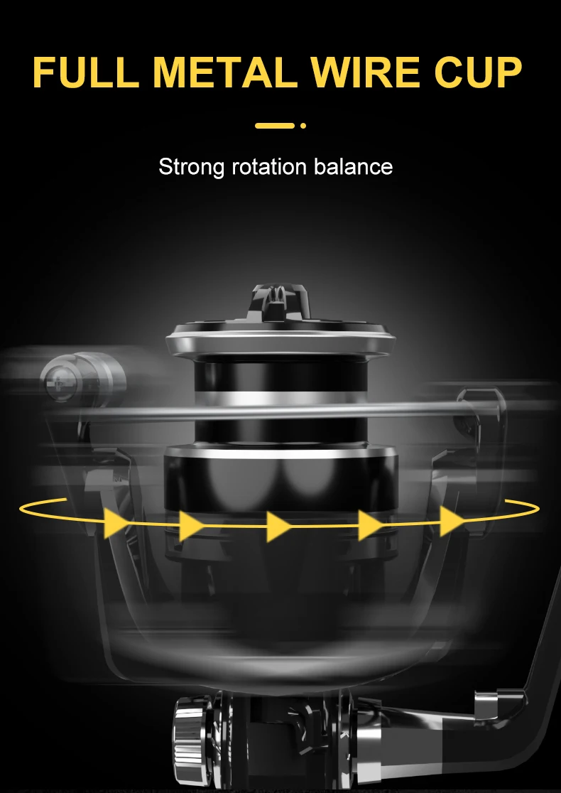 BILLINGS HK Spinnrolle, 1000-7000er Serie Spinnangelrollen, 12 kg maximale Bremskraft, 5,2:1 Übersetzungsverhältnis, klappbarer Kurbel für einfachen Transport – Detail 6