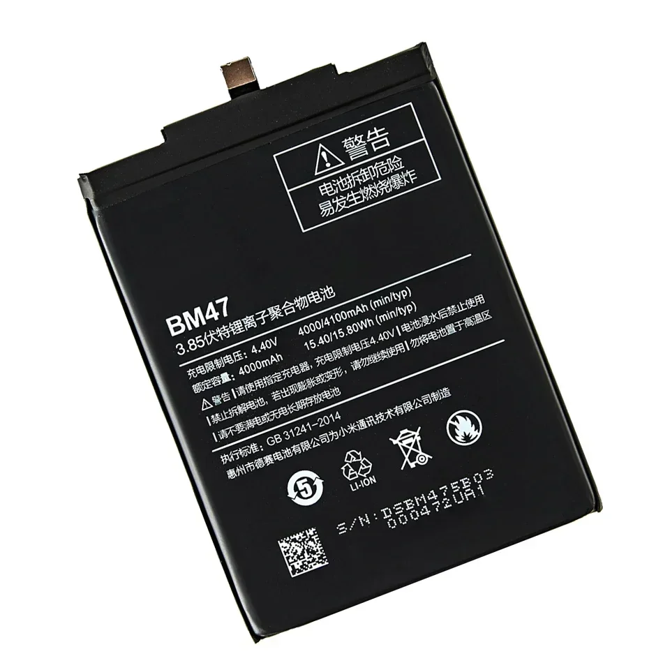 Batterie mobile 4000mAh pour téléphone Xiaomi Redmi 4X 3 3S 3X BM 47 Batterie BM-47 pour téléphone Xiao mi Redmi4X Redmi3 Redmi3X Redmi3S