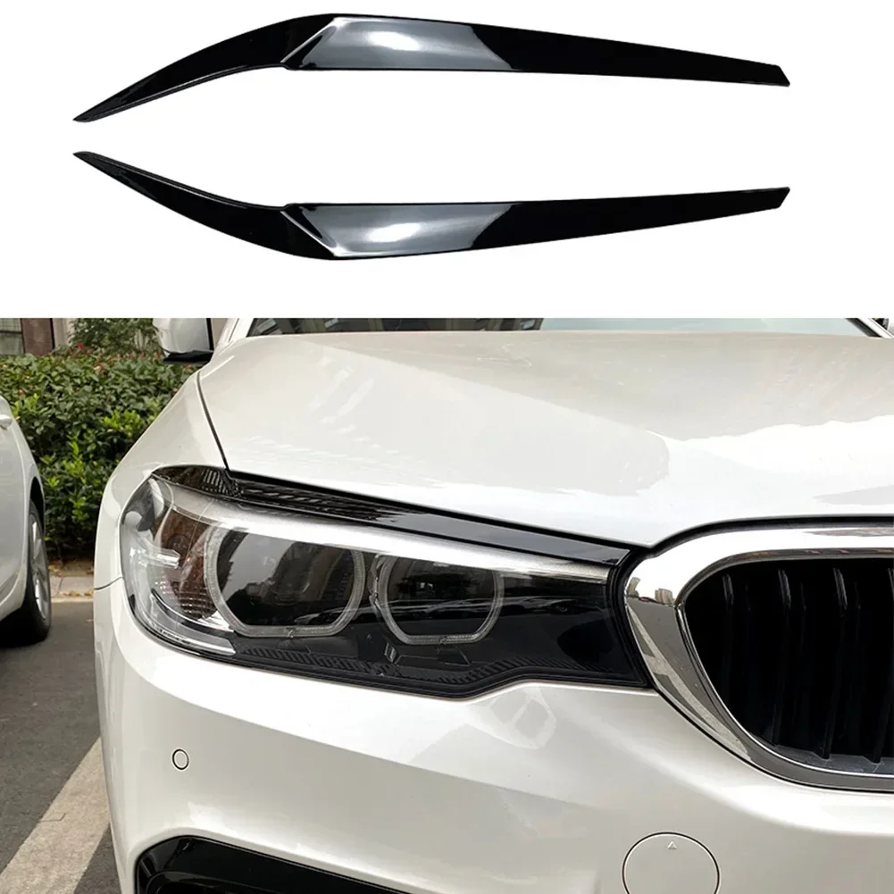 2pcs Car Front Headlights Plastic Eyelid Eyebrows Trims Suitable For BMW 5 Series G30 G31 G38 F90 M5 525I 530I 540I 2017-2021