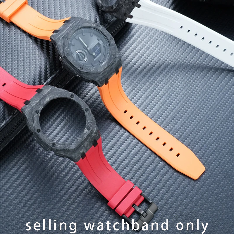 DIY Strap Carbon Fiber Case Set for Casio GA2100/210/GA-B2100 Farmhouse Oak Fluororubber Strap Men's Strap Bracelet Accessories