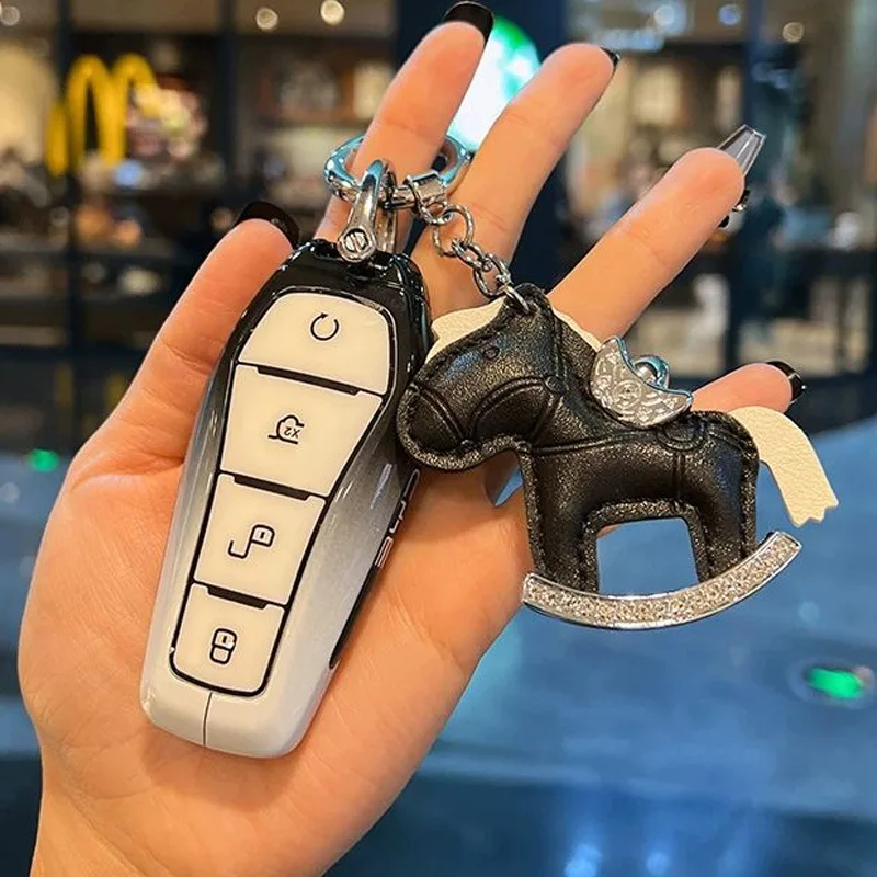 Zinc Alloy Key Fob Cover for BYD Han/Song/Qin/Yuan Plus/Dolphin/Seal/Sealion/Destroyer/Tang - KeyCase Shell with Keychain
