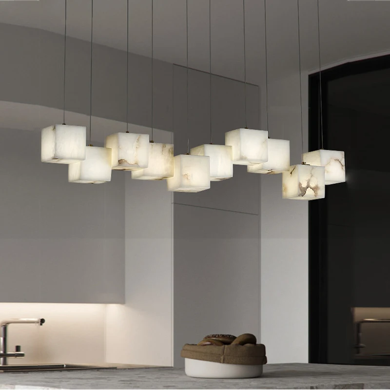 

Modern Natural Marble Led Chandelier Lighting Decoration Post-modern Minimalist Light Luxury Hanging Lamps For Living Bedroom