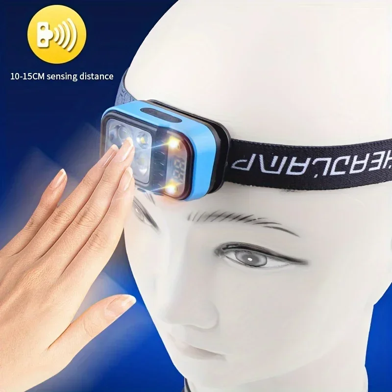 Smart Motion Sensor LED Headlamp USB Rechargeable Headlight Waterproof Head Lamp for Camping Fishing Cycling Hiking