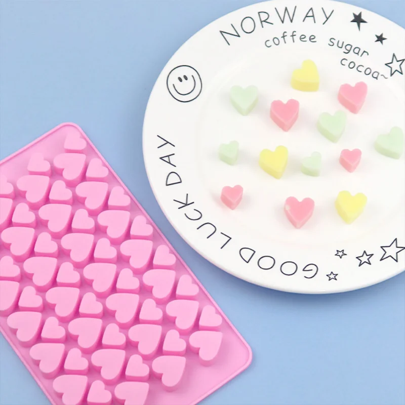 56 Hole Heart Silicone Chocolate Mold Two Style Love Shape Fudge Candy Jelly Biscuit Baking Mould Ice Cube Tray Party Snack Gift