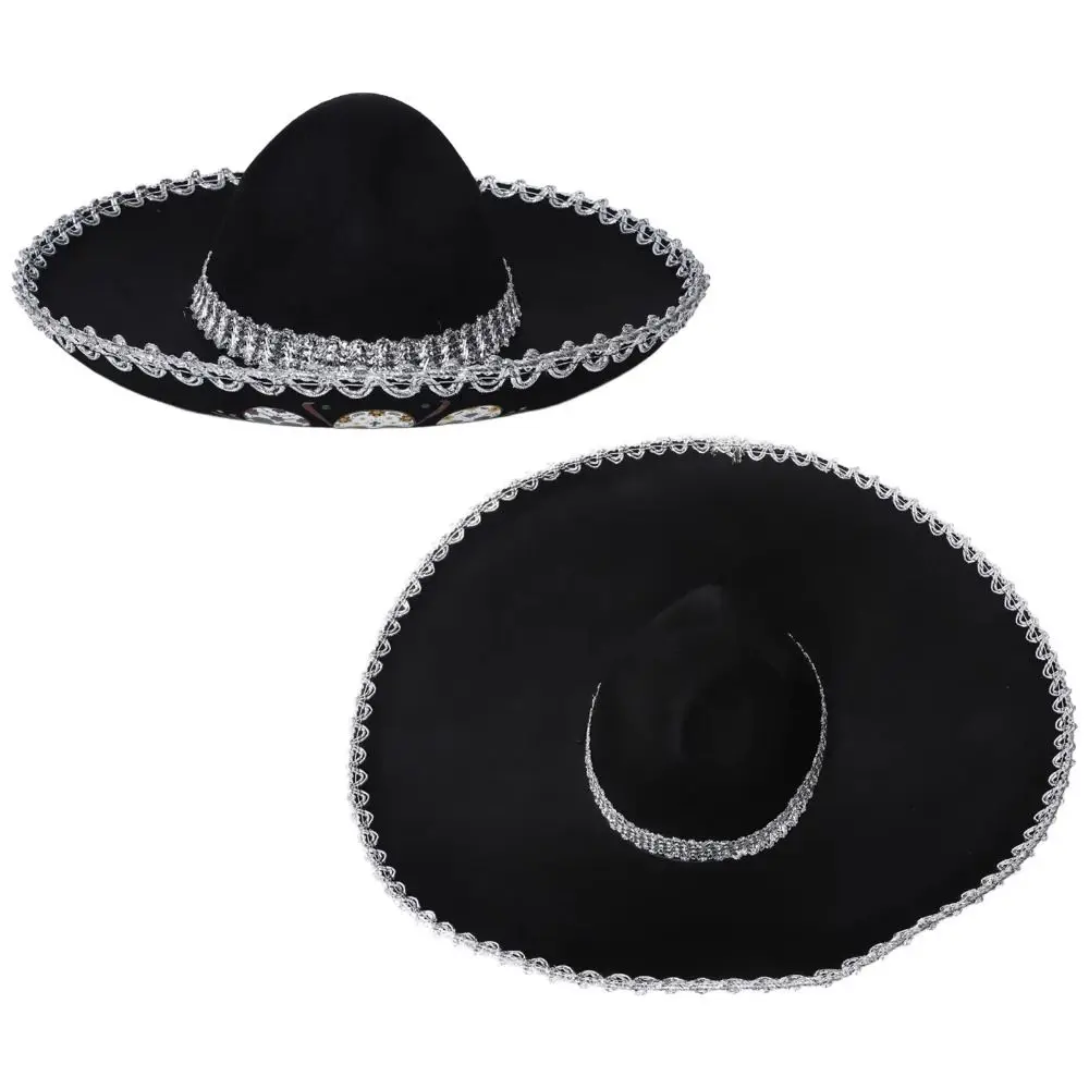 Vintage schwarze Kinder mexikanische Mütze Zauberer Hut Bühnenauftritt Urlaub Kostüm Hut Top Hüte Kinder Cosplay Hut Männer Frauen Unisex