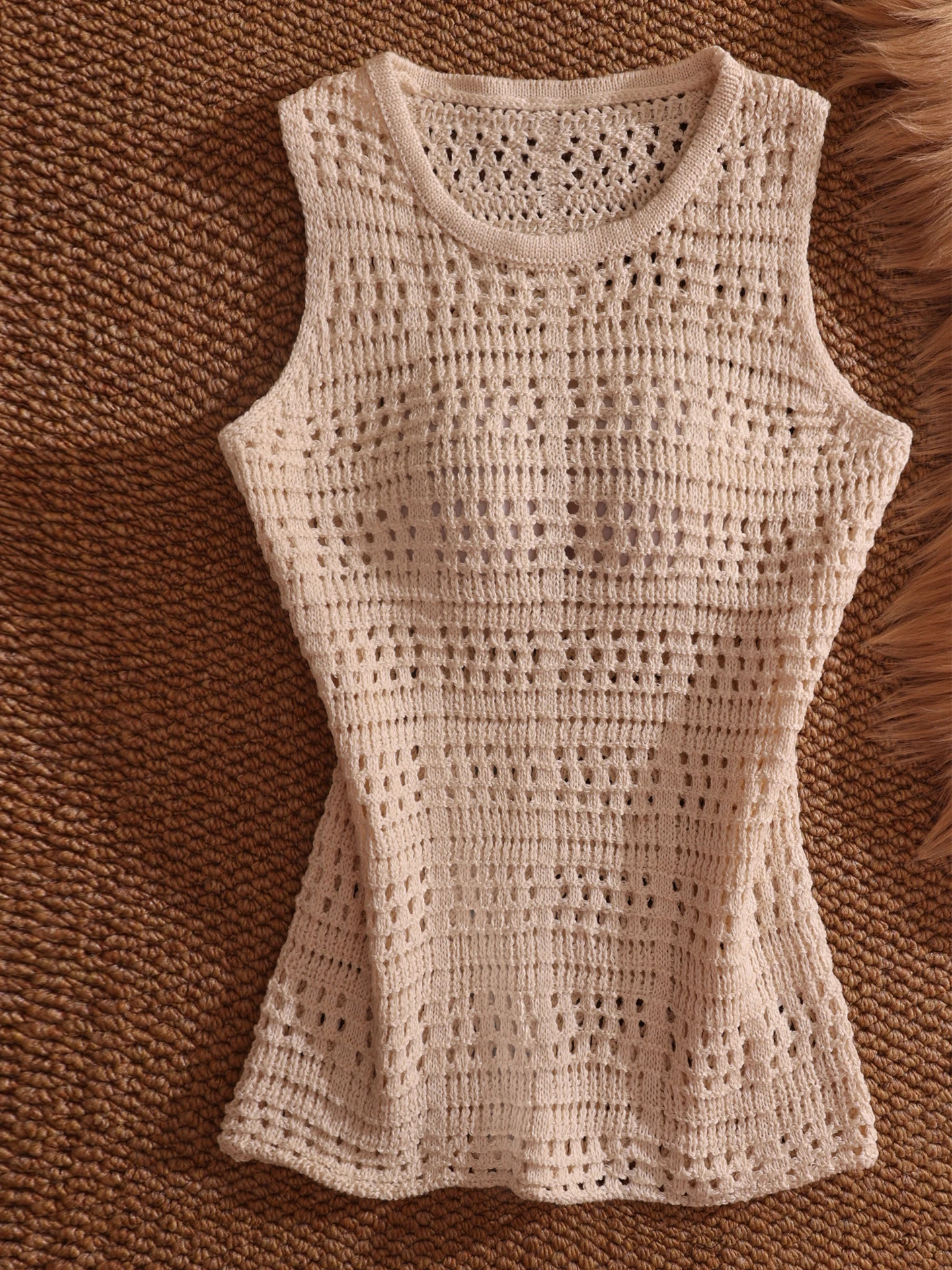 Sommer 2025, Damen-Strickoberteil, aushöhlen, rund, Ne Me Top, sexy, vielseitig, reines Verlangen, Pendeln, lockere Passform, Oute...