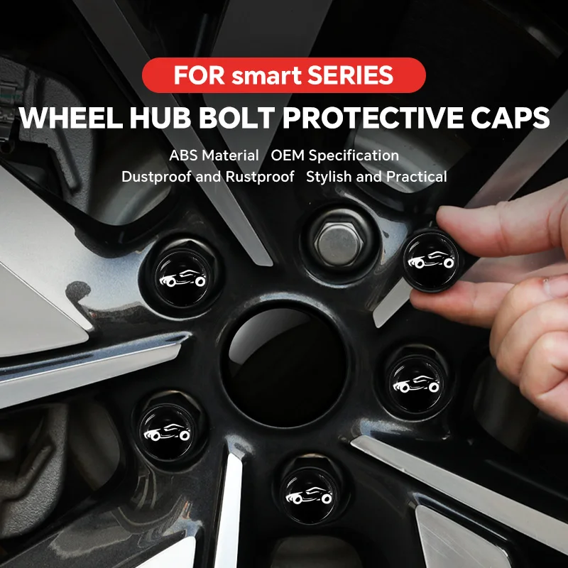 

20Pcs Black Car Wheel Caps Bolts For Mercedes Benz Smart Automotive Wheel Hub Nut Protective Cap Rust Proof Waterproof Cap