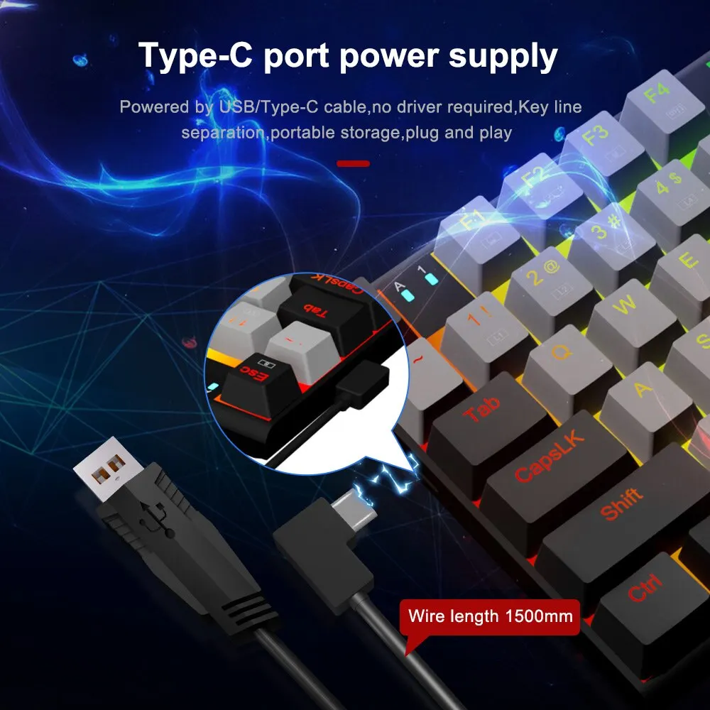 E-YOOSO z19 rgb USB mechanische Gaming-Tastatur blau rot Schalter 94 Tasten abnehmbar Kabel für Compute Laptop PC