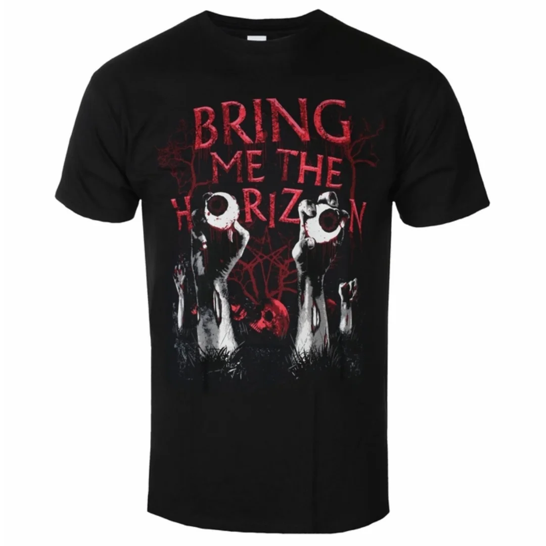 Retro 2026 Bring Me The Horizon Graphic Cotton Band T-shirt Unisex Summer Short Sleeve Brand Tee Luxury Casual Vintage Tees